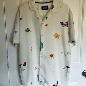 NWT Camp Collar / Hawaiian Textured Linen Look Beach Yacht Shirt